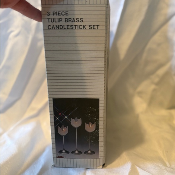 Vintage Tulip Brass Candlestick Set - Brass - Picture 2 of 4